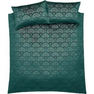 Zelené povlečení na dvoulůžko/prodloužené 230x220 cm Art Deco Pearl – Catherine Lansfield obraz