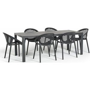 Zahradní jídelní set pro 6 osob s černou židlí Joanna a stolem Viking, 90 x 205 cm obraz