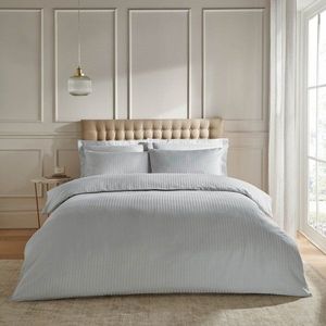 Šedé damaškové povlečení na dvoulůžko/prodloužené 230x220 cm Satin Stripe – Catherine Lansfield obraz