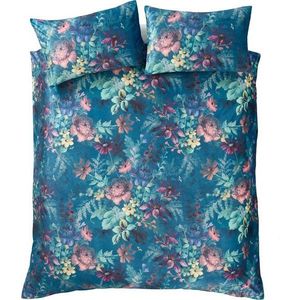 Zelenomodré sametové povlečení na dvoulůžko/prodloužené 230x220 cm Bridgerton Romantic Floral – Catherine Lansfield obraz