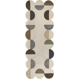 Šedobéžový ručně tkaný vlněný běhoun 80x230 cm Mia Scallop Frame – Flair Rugs obraz