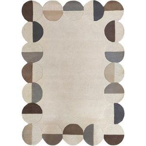 Šedobéžový ručně tkaný vlněný koberec 120x170 cm Mia Scallop Frame – Flair Rugs obraz