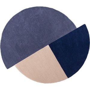 Modrý ručně tkaný vlněný kulatý koberec ø 200 cm Mia Segment – Flair Rugs obraz