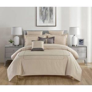 Béžové povlečení na jednolůžko z bavlny Renforcé s prostěradlem/6dílné 140x200 cm Calm of Lines – Mila Home Luxury obraz