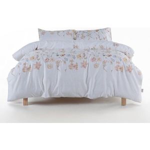 Bílé povlečení na jednolůžko z bavlněného saténu 140x200 cm Ivory Garden Floral – Mila Home Luxury obraz