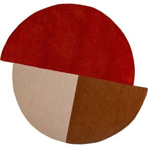 Ručně tkaný vlněný kulatý koberec v cihlové barvě ø 150 cm Mia Segment – Flair Rugs obraz