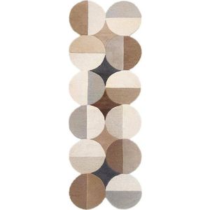 Šedobéžový ručně tkaný vlněný běhoun 80x230 cm Mia Ellipse – Flair Rugs obraz
