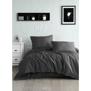 Tmavě šedé povlečení na jednolůžko z bavlny Renforcé 140x200 cm Como Striped – Mila Home Luxury obraz