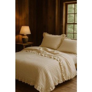 Béžové povlečení na jednolůžko z bavlny Renforcé 140x200 cm Amalia Striped – Mila Home Luxury obraz