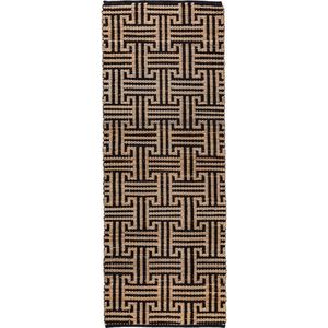 Černý/v přírodní barvě ručně tkaný běhoun s příměsí juty 80x230 cm Meander Jute – Flair Rugs obraz