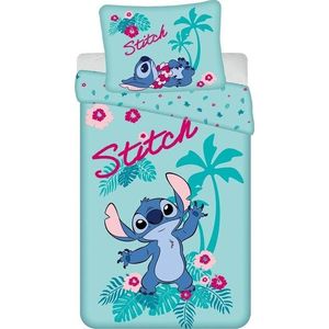 Modré bavlněné dětské povlečení na jednolůžko 140x200 cm Lilo a Stitch "Hawaii" – Jerry Fabrics obraz