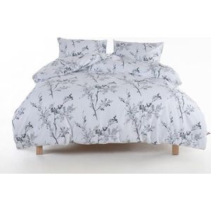 Bílé/šedé povlečení na dvoulůžko/prodloužené z bavlny Renforcé 240x220 cm White Floral – Mila Home Luxury obraz