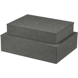 Antracitové úložné boxy v sadě 2 ks s víkem/dekorativní z umělé kůže 40x30x11 cm Sahla – Blomus obraz