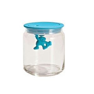 Designová skleněná nádoba s modrým víčkem Gianni, prům. 10.5 cm - Alessi obraz