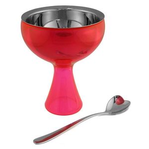 Pohár a lžička F Big Love, růžový, prům. 12 cm - Alessi obraz