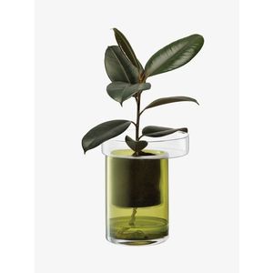 Samozavlažovací květináč Balcony, v. 27cm, Ø22cm, čirá/olivově zelená - LSA international obraz