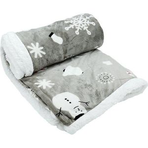 Šedá deka s vánočním motivem s beránkem 150x200 cm Snowman – My House obraz