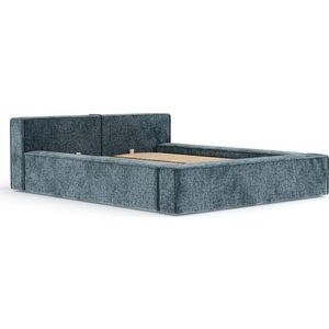 Šedomodrá čalouněná dvoulůžková postel s úložným prostorem s roštem 140x200 cm Voliera – Maison de Rêve obraz