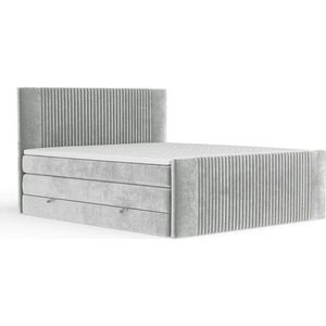 Světle šedá boxspring postel s úložným prostorem 200x200 cm Bergamo – Maison de Rêve obraz