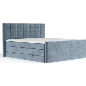 Modrá boxspring postel s úložným prostorem 160x200 cm Ava – Maison de Rêve obraz
