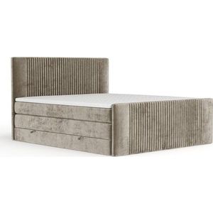Světle hnědá boxspring postel s úložným prostorem 140x200 cm Bergamo – Maison de Rêve obraz
