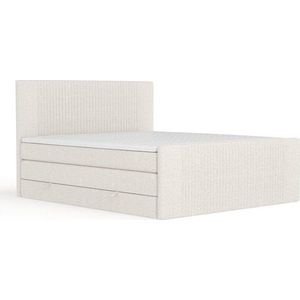 Béžová boxspring postel s úložným prostorem 200x200 cm Bergamo – Maison de Rêve obraz