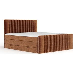 Oranžová boxspring postel s úložným prostorem 140x200 cm Bergamo – Maison de Rêve obraz