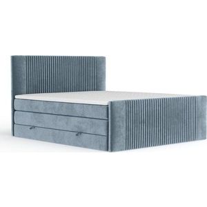 Modrá boxspring postel s úložným prostorem 160x200 cm Bergamo – Maison de Rêve obraz