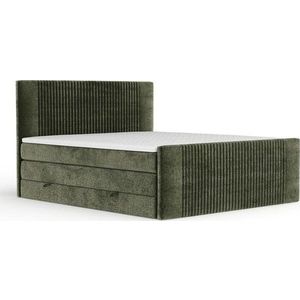 Tmavě zelená boxspring postel s úložným prostorem 200x200 cm Bergamo – Maison de Rêve obraz