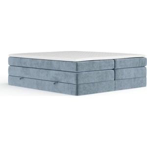 Modrá boxspring postel s úložným prostorem/bez čela 140x200 cm Juniper – Maison de Rêve obraz