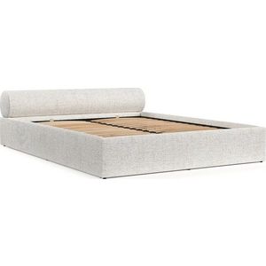 Krémová čalouněná dvoulůžková postel s úložným prostorem s roštem 180x200 cm Solvo – Maison de Rêve obraz