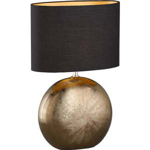 Keramická stolní lampa s textilním stínidlem v černo-bronzové barvě (výška 53 cm) Foro – Fischer & Honsel obraz