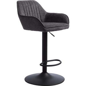 Tmavě šedá čalouněná barová židle s nastavitelnou výškou/s područkami (výška sedáku 65 cm) Nolan – Unique Furniture obraz