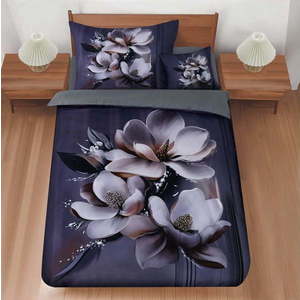 Tmavě fialové 3dílné povlečení na jednolůžko 140x200 cm Magical Magnolias – My House obraz