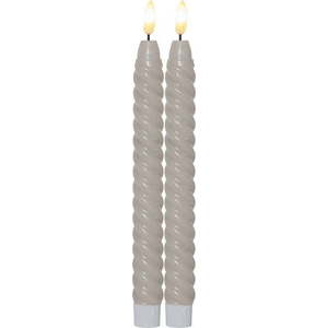 Sada 2 béžových voskových LED svíček Star Trading Flamme Swirl Antique, výška 25 cm obraz