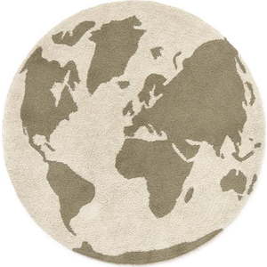 Zelený/krémový pratelný/ručně tkaný bavlněný dětský koberec ø120 cm World Map – Lorena Canals obraz