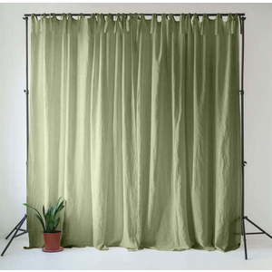 Světle zelený lněný závěs 140x330 cm Sage – Linen Tales obraz