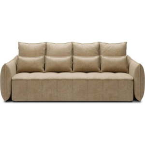 Světle hnědá sametová rozkládací/s úložným prostorem pohovka 242 cm Weltton – ELTAP obraz