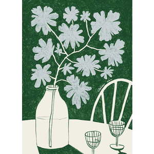 Plakát 30x40 cm Blue Flowers & Red Wine – The Poster Club obraz
