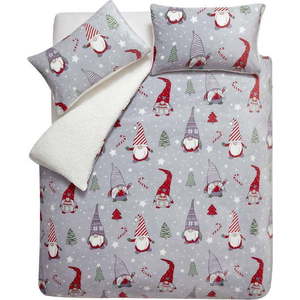 Šedé povlečení na dvoulůžko/prodloužené z mikroplyše 230x220 cm Festive Gnomes – Catherine Lansfield obraz