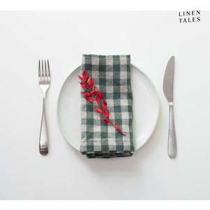 Lněné ubrousky v sadě 2 ks 40x40 cm Forest Green Gingham – Linen Tales obraz