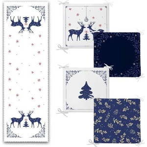 Set podsedáků a běhounu 5 ks Blue Christmas – Mila Home obraz