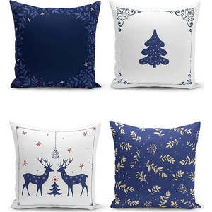 Povlaky na polštáře v sadě 4 ks s vánočním motivem 43x43 cm Blue Christmas – Mila Home obraz