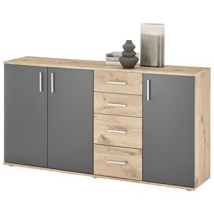Carryhome ŠIROKÁ KOMODA, šedá, barvy dubu, 160/84/35 cm obraz