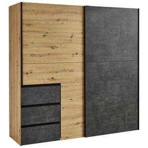 Carryhome SKŘÍŇ S POSUVNÝMI DVEŘMI, tmavě šedá, dub artisan, 170/200/61 cm obraz