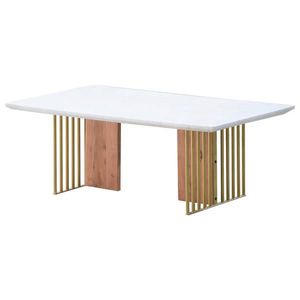 MID.YOU KONFERENČNÍ STOLEK, bílá, barvy akácie, barvy zlata, dřevo, kov, kámen, 120/45/70 cm obraz
