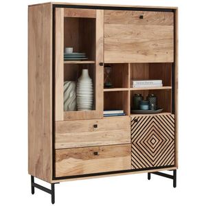 Ambia Home VYSOKÁ KOMODA, akácie, černá, barvy akácie, 115/148/42 cm obraz