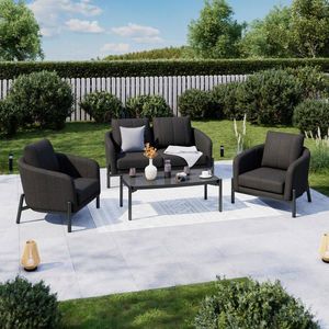 Ambia Garden ZAHRADNÍ SEDACÍ SOUPRAVA 4dílné, kov, sklo, textil obraz