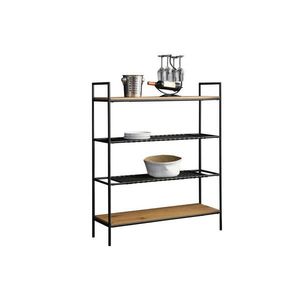 Livetastic REGÁL, černá, přírodní barvy, 110/129/34 cm obraz