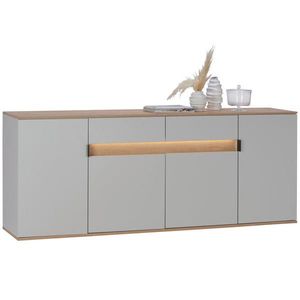 Dieter Knoll ŠIROKÁ KOMODA, sukový dub, barvy dubu, světle šedá, 205, 6/80/42 cm obraz